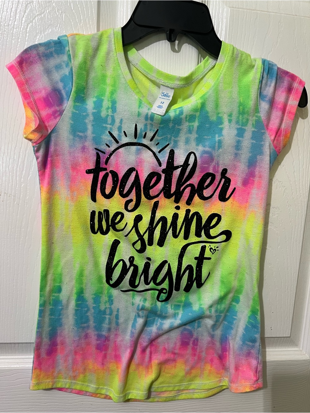 Justice Girls Tie-Dye Tee in Neon Green, Pink, Blue